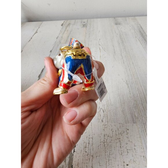 Kalifano bulldog jeweled trinket box keepsake jewelry rhinestone Americana patri - Picture 5 of 8